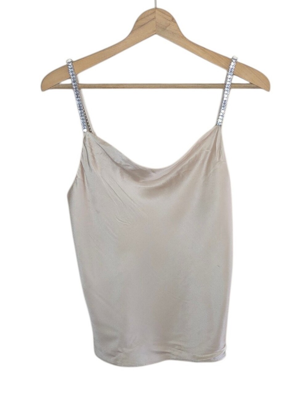 Cami NYC Silk Blend Draped Neck Gemstone Spaghetti Strap Tank Top Size Small